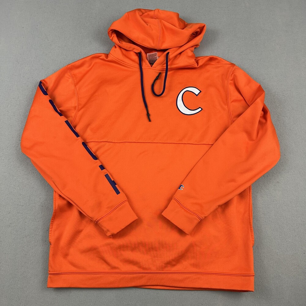 Clemson Tigers Hoodie Men Large Orange Champion Sweatshirt Pullover NCAA L